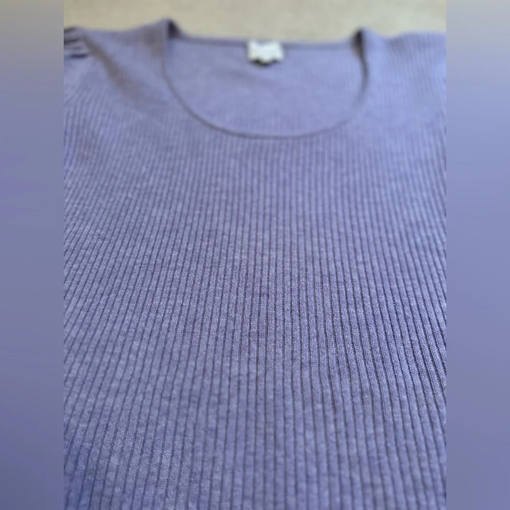 The Westside Kaia Purple Lavender Wool Cashmere Ribbed Knit Spring Sweater Large